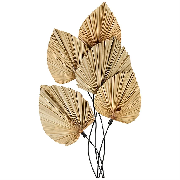 UMA Brown Metal Leaf Layered Home Wall Decor with Palm Leave Accents, 23 x 3 x 40 | 13501