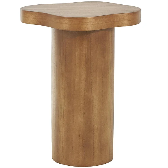 UMA Brown Wood Pedestal Side End Accent Table with Rounded Square Top, 15 x 15 x 23 | 13513