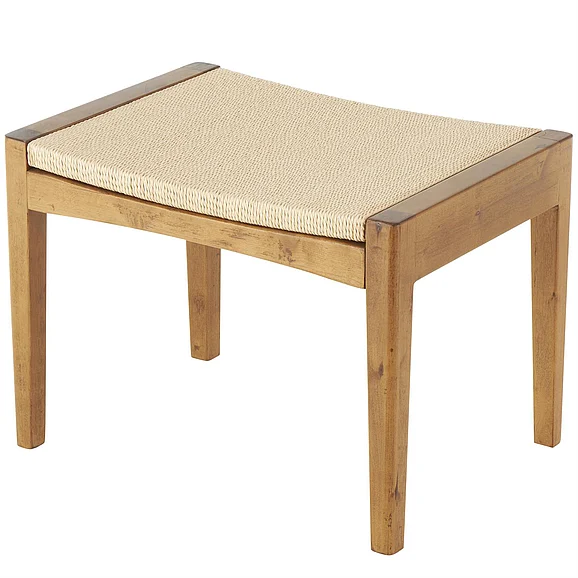 UMA Wood Handmade Traditional Stool with Rope Wrapped Seat in Brown 13521