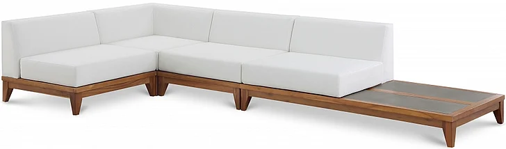 Meridian Rio Outdoor Off White Water Resistant Modular Sectional in Off White Water Resistant Fabric 389White-Sec4A