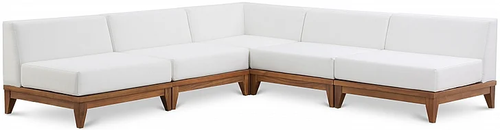 Meridian Rio Outdoor Off White Water Resistant Modular Sectional in Off White Water Resistant Fabric 389White-Sec5B