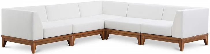 Meridian Rio Outdoor Off White Water Resistant Modular Sectional in Off White Water Resistant Fabric 389White-Sec5C
