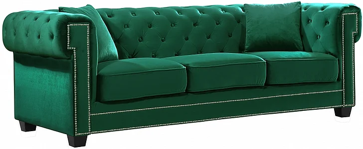 Meridian Bowery Velvet Sofa in Green 614Green-S