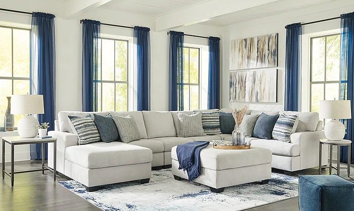 Lowder 5-Piece Sectional with LAF Chaise in Stone
