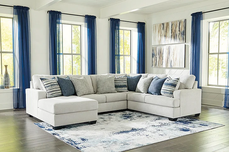 Lowder 4-Piece Sectional with LAF Chaise in Stone