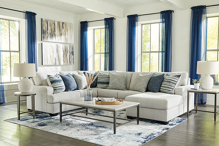Lowder 4-Piece Sectional with RAF Chaise in Stone