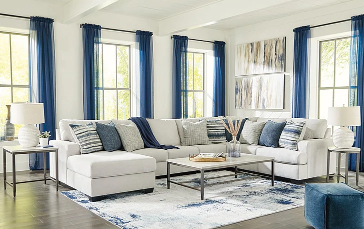 Lowder 4-Piece Sectional with LAF Chaise Set in Stone