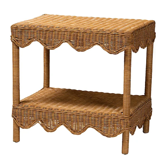 bali & pari Oteria Bohemian Light Honey Scalloped Side Table 13645