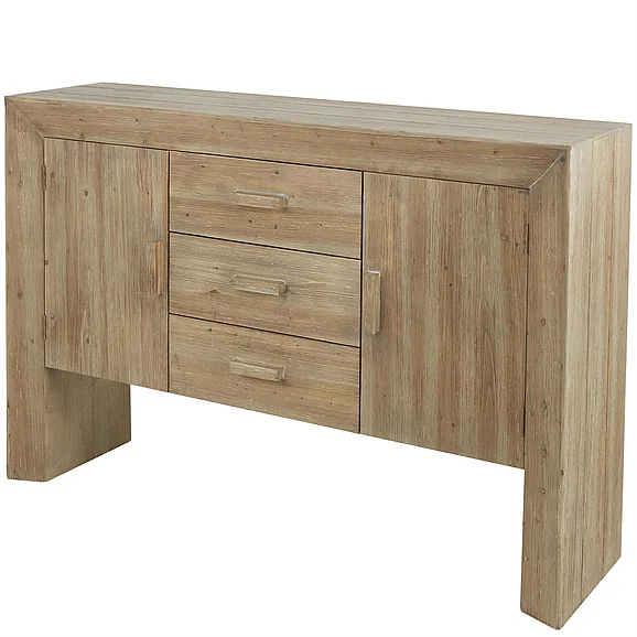 UMA Brown Wood Storage Cabinet 2 Door and 3 Drawer Media Credenza Sideboard with Natural Wood Grains, 59 x 16 x 40 | 13645