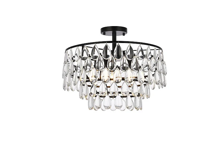 Elegant Mila 18 In. Flush Mount in Black 1103F18BK