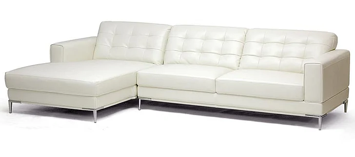 Baxton Studio Babbitt Leather Modern Sectional Sofa in Ivory