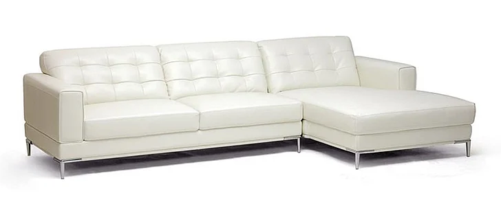 Baxton Studio Babbitt Leather Modern Sectional Sofa in Ivory
