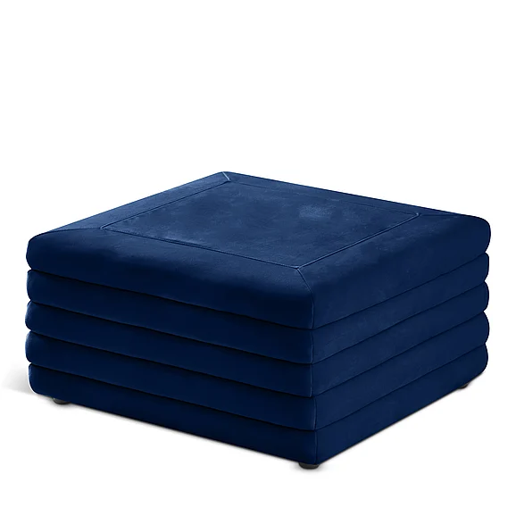 Meridian Lorenzo Velvet Ottoman | Coffee in Navy Velvet 112Navy