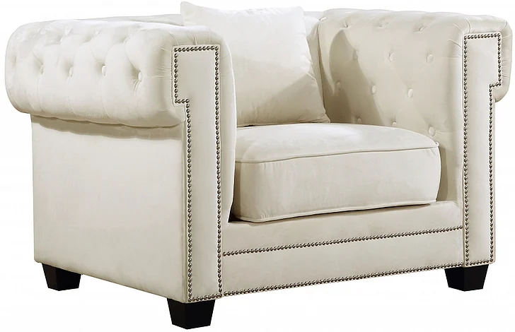 Meridian Bowery Velvet Chair in Cream 614Cream-C