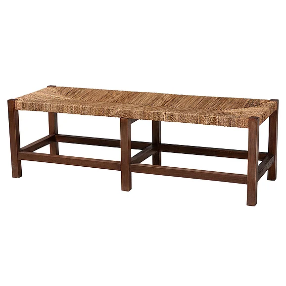 Baxton Studio Liza Bohemian Natural and Accent Bench 13682
