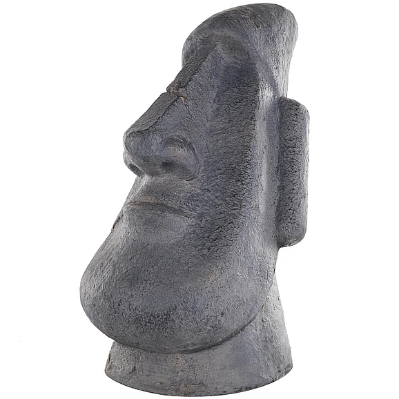 UMA Black Magnesium Oxide People Distressed Textured Easter Island Head Indoor Outdoor Planter, 13" x 19" x 25" | 13732 CLOSEOUT