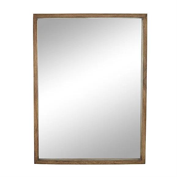 UMA Brown Mango Wood Minimalistic Room Wall Mirror with Natural Wood Grain and Deep Set Frame, 36 x 3 x 48 | 13761