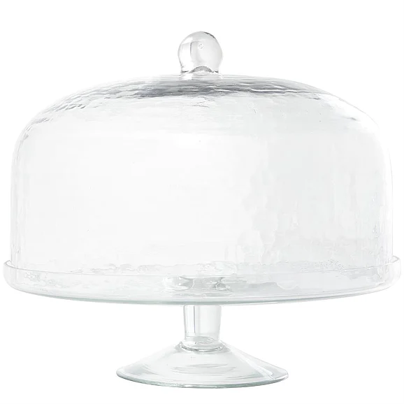 UMA Clear Glass Decorative Cake Stand with Glass Dome, 12" x 12" x 11" | 13769 CLOSEOUT