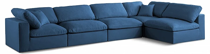 Meridian Plush Velvet Standard Comfort Modular Sectional in Navy Velvet 602Navy-Sec5D