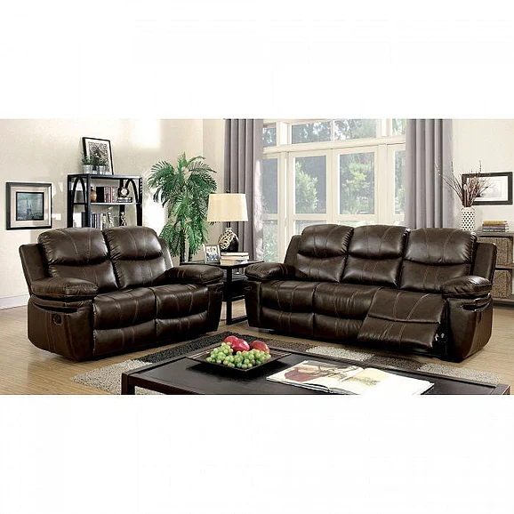 Furniture of America Listowel 2-Piece Living Room Set in Brown