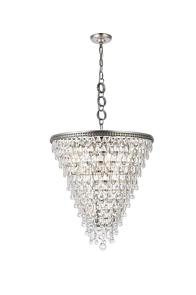 Elegant Nordic 7 Light Antique Silver Chandelier Clear Royal Cut Crystal 1219D24AS/RC