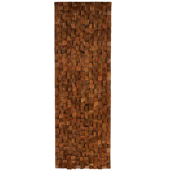 UMA Brown Mango Wood Geometric Handmade 3D Cube Inspired Home Wall Decor, 47" x 2" x 16" | 13802