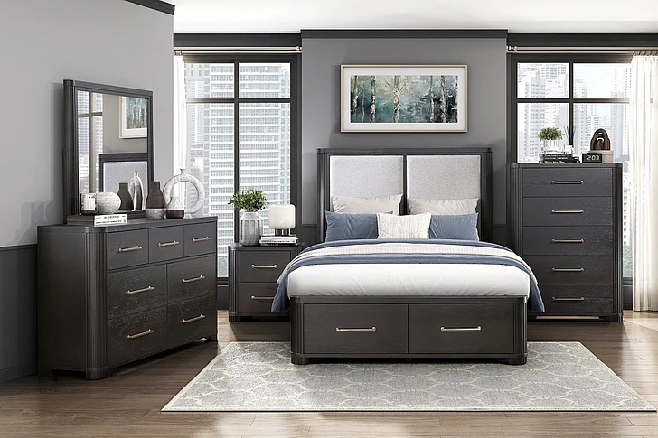 Homelegance Gilbert 2pc Storage Bedrooms Set in Charcoal