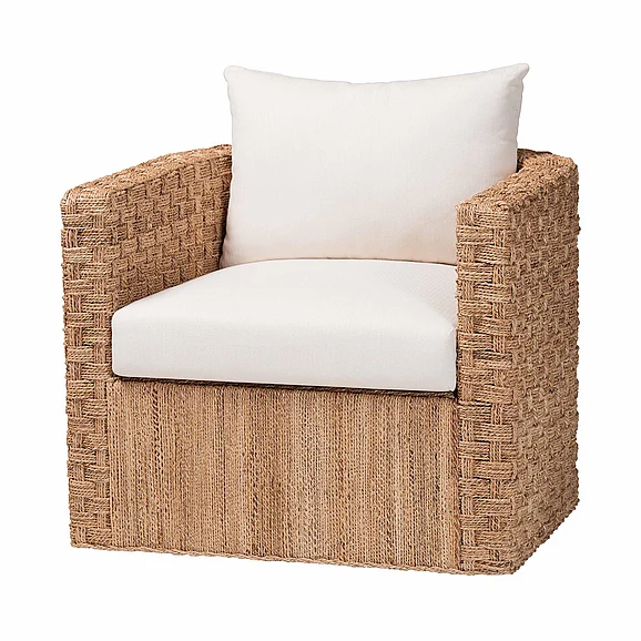 bali & pari Rhinos Bohemian Light Brown Tuxedo Arm Chair 13849