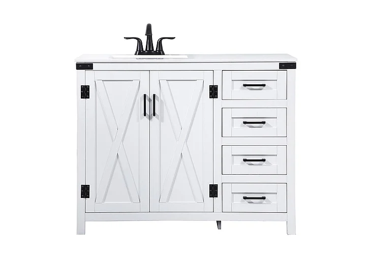 Elegant 42 In. Single Bathroom Vanity in White VF90242WH