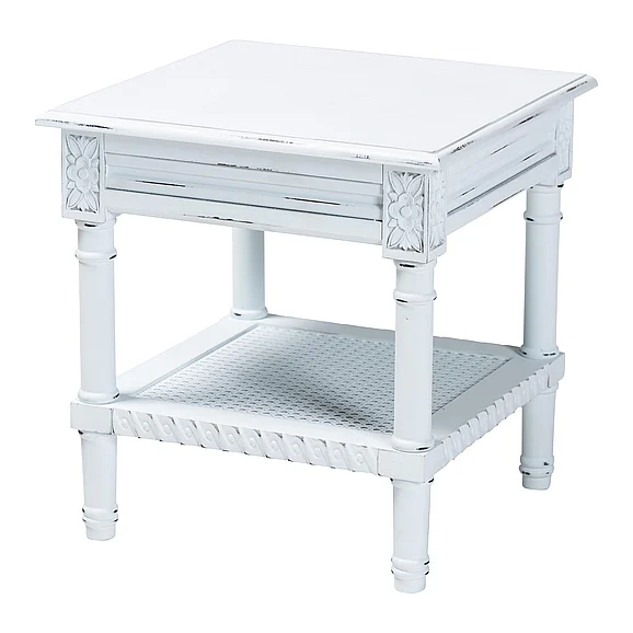 Baxton Studio Jeanne Vintage White End Table 13895