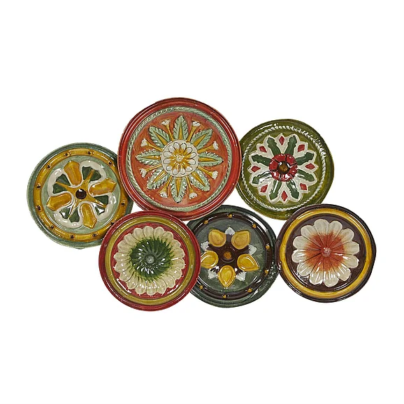 UMA Multi Colored Metal Plate Spanish Inspired Floral Home Wall Decor with Spanish Designs, 31" x 3" x 19" | 13925