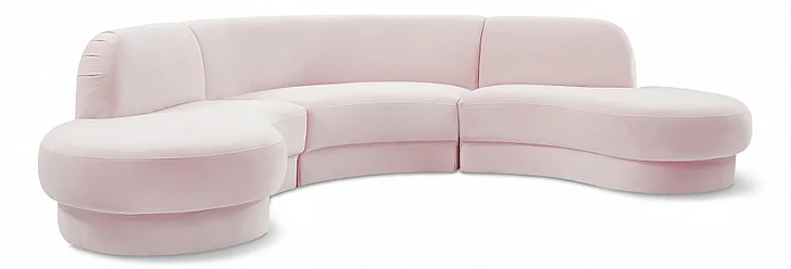 Meridian Rosa Velvet 3pc. Sectional in Pink Velvet 628Pink-Sectional