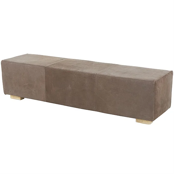 UMA Brown Leather Upholstered Home Bench with Wood Legs, 61" x 17" x 15" | 13983