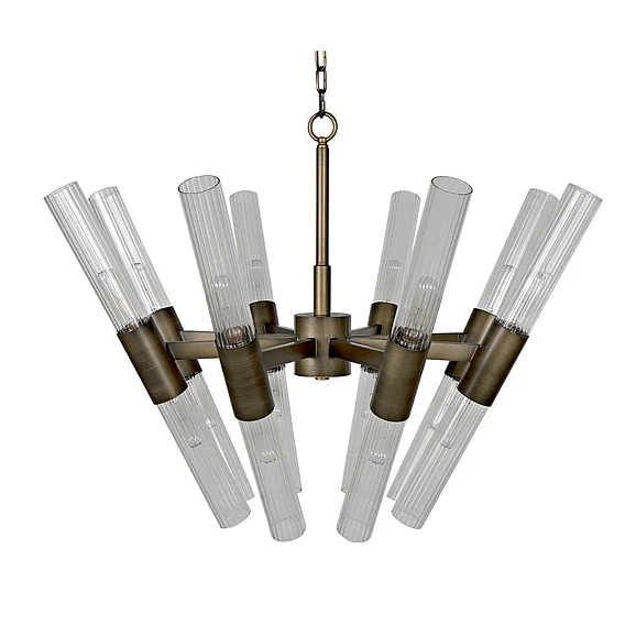 Noir Furniture Moira Chandelier in Aged Brass PZ001AB CLOSEOUT
