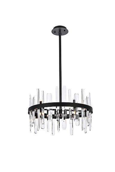 Elegant Serena 20 In. Crystal Round Pendant in Black 2200D20BK