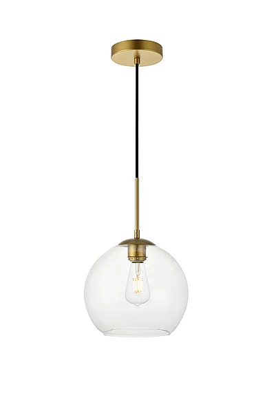 Elegant Baxter 1 Light Brass Pendant with Clear Glass LD2212BR