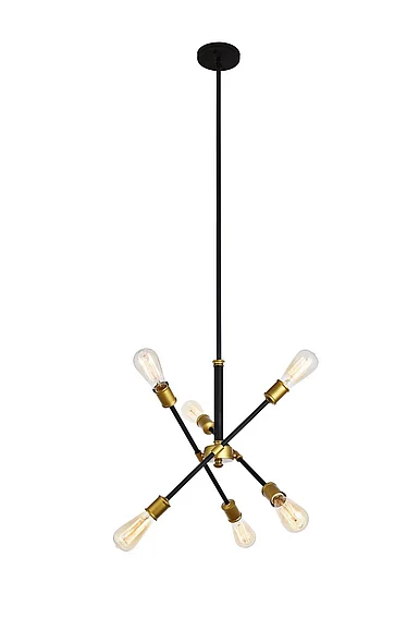 Elegant Axel 6 Lights Black Pendant LD8015D18BK