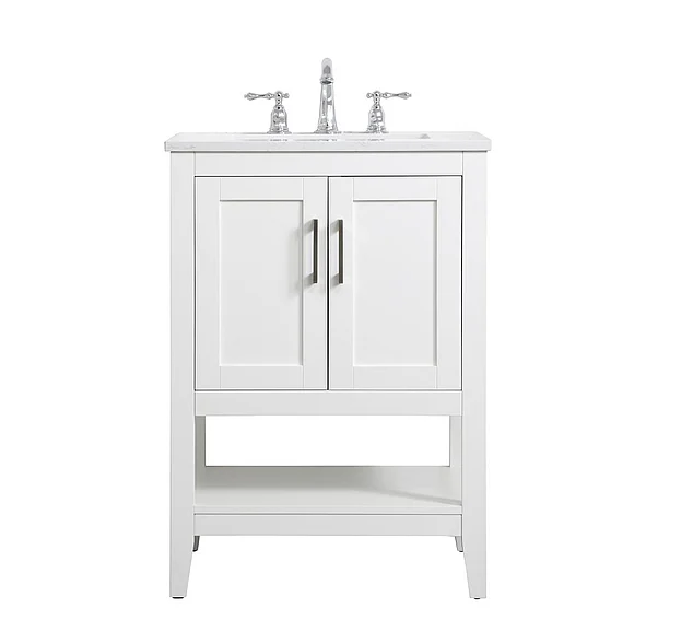 Elegant 24 In. Single Bathroom Vanity in White VF16024WH