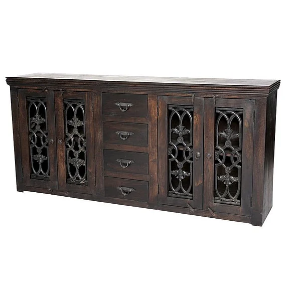 Moti Furniture Joy 4 Drawer, 4 Door Diamond Buffet in Acacia