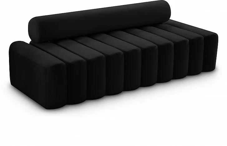 Meridian Melody Velvet Sofa in Black Velvet 647Black-S