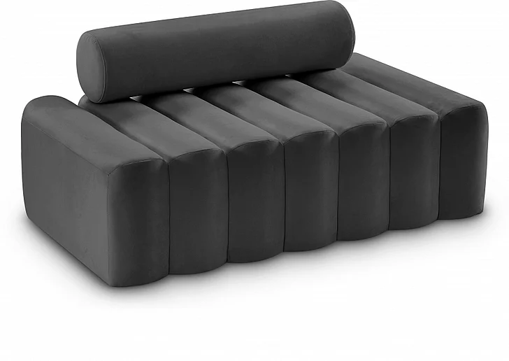 Meridian Melody Velvet Loveseat in Grey Velvet 647Grey-L