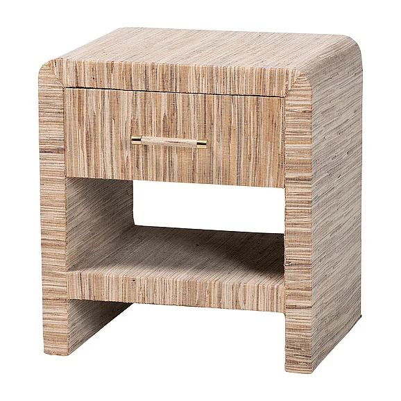 bali & pari Callan Bohemian Woven Natural Grasscloth 1-Drawer Nightstand 14035