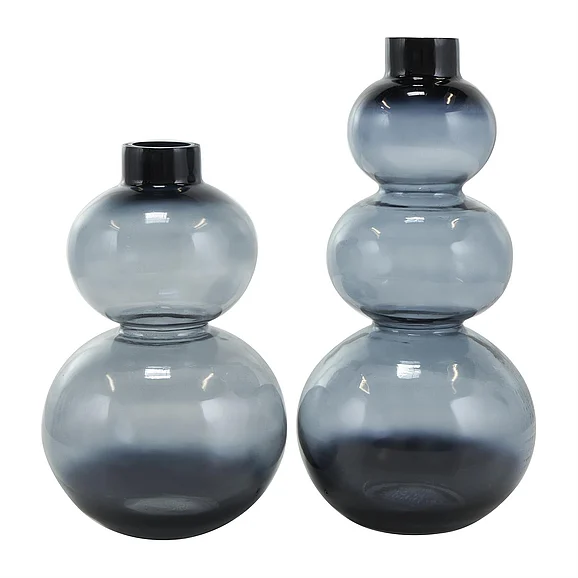 UMA Black Glass Ombre Bubble Decorative Vase, Set of 2 14, 11H | 14036 CLOSEOUT
