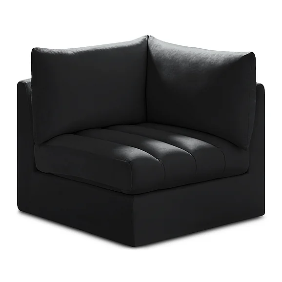 Meridian Jacob Velvet Modular Corner Chair in Black Velvet 649Black-Corner