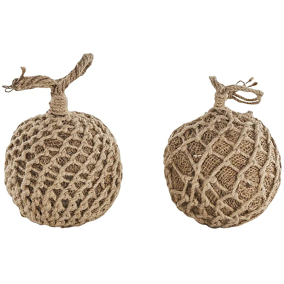 UMA Brown Cement Stone Knot Handmade Woven Layered Orb Decorative Sculpture with Handles, Set of 2 5W, 7H | 14068 CLOSEOUT