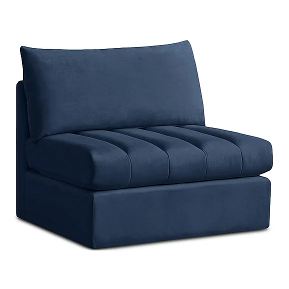 Meridian Jacob Velvet Modular Armless Chair in Navy Velvet 649Navy-Armless