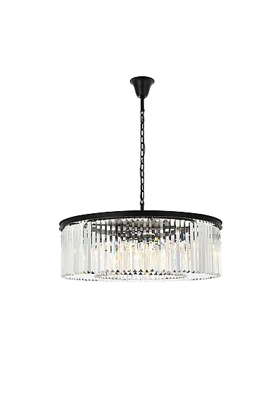 Elegant Sydney 10 Light Matte Black Chandelier Clear Royal Cut Crystal 1238G43MB/RC