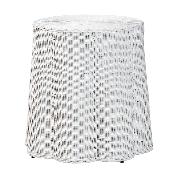 bali & pari Palm Bohemian White Scalloped Console Table 14101