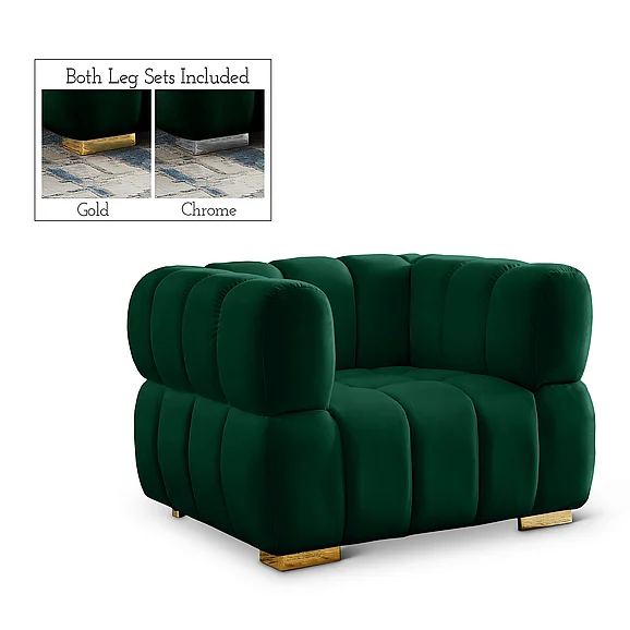 Meridian Gwen Velvet Chair in Green Velvet 670Green-C