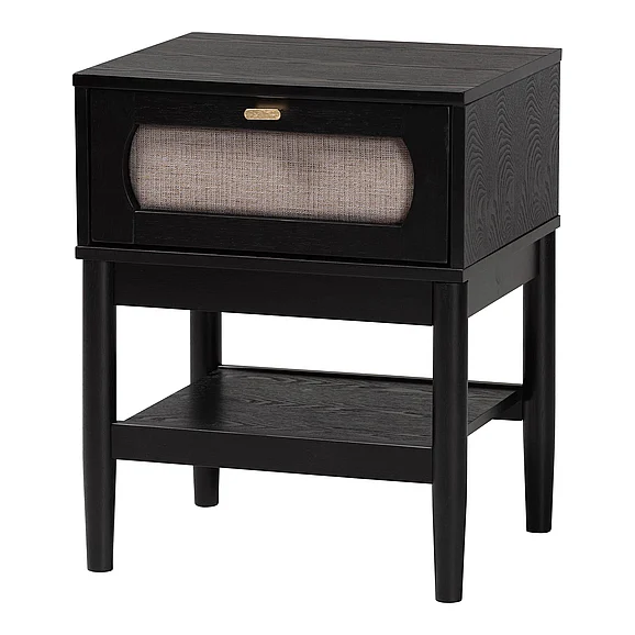 Baxton Studio Shirin Beige and Black 1-Drawer Nightstand 14149